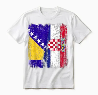 Bosnien Und Herzegowina Kroatien Halbflagge Unisex T-Shirt - White