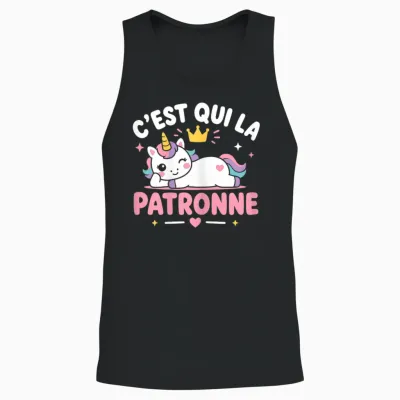 Blague Licorne Humour Patron Fille C'est Qui La Patronne Unisex Tank Top - Black