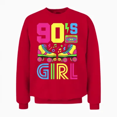 90s Girl 90s Outfit 90s Costume 90s Party 90s T-Shirt, Black Unisex Sweatshirt - Red