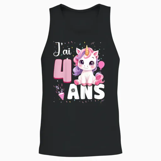 Child Girl 4 Years Unicorn Girl Birthday 4 Years I Ai 4 Years T-Shirt, Black, 2 Unisex Tank Top - Black