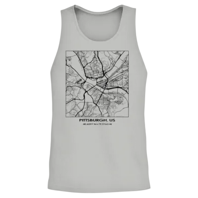 Pittsburgh City Streets Map Unisex Tank Top - Ash