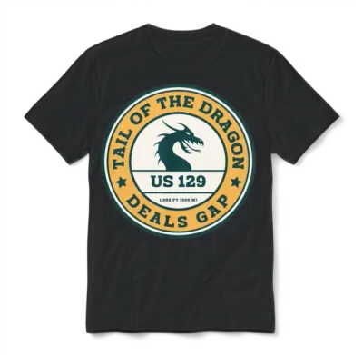 Tail of the Dragon Deals Gap Motorcycle Road Unisex T-Shirt - Black