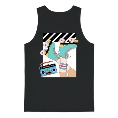 Retro Vintage Roller Skate Unisex Tank Top - Black