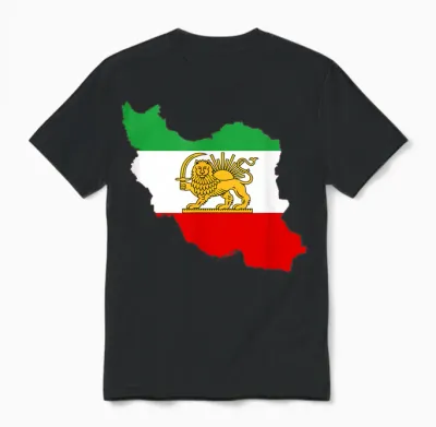Persian Lion Flag, Iran Map, Iranian Heritage Flag ... Unisex T-Shirt - Black