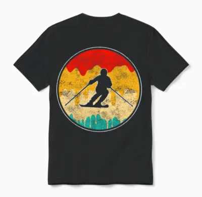 Ski Retro Unisex T-Shirt - Black