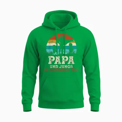 Team Papa Zwei Söhne Kinder Jungs Vatertag Bester Super Papa Unisex Hoodie - Irish Green