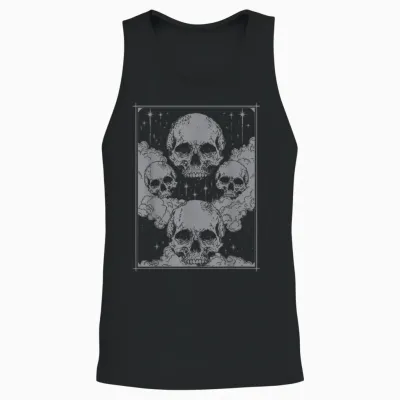 Gothic Schädel Hexe Okkult Magie Mystisch Mond Horror Dunkel Unisex Tank Top - Black