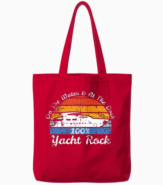 Distressed Retro Yacht Rock Tote Bags - Red