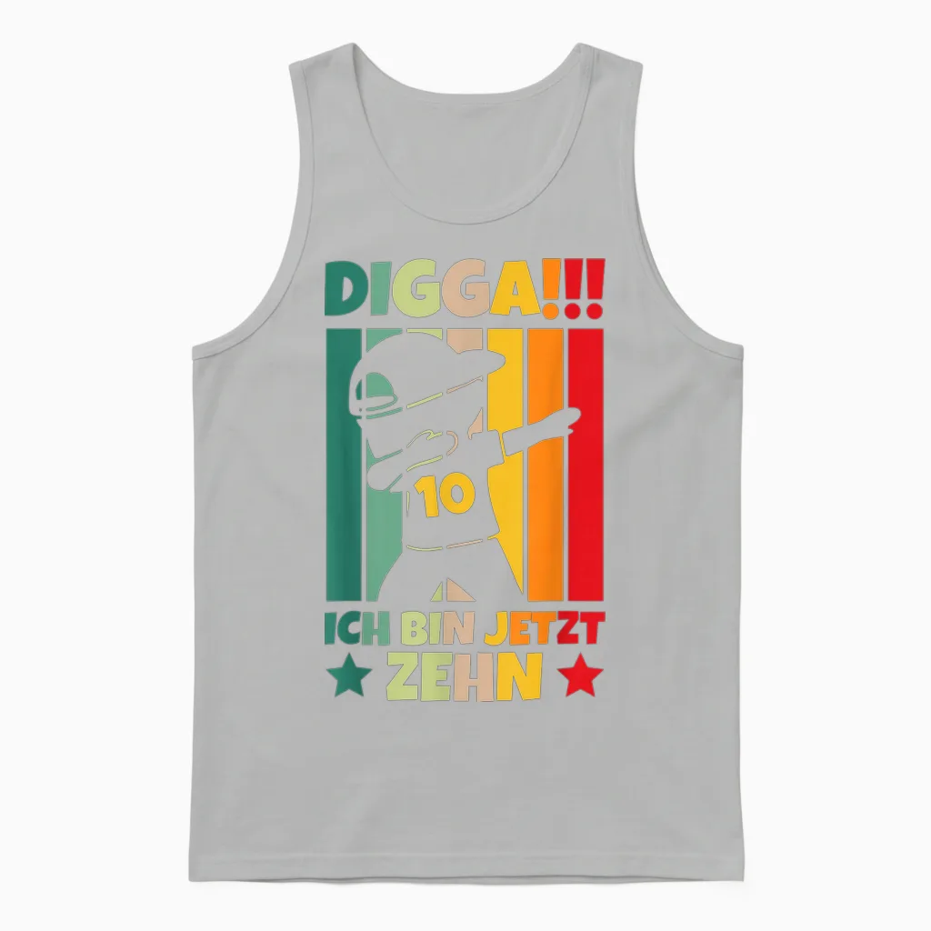 Digga!!! Ich Bin Jetzt Zehn 10th Birthday Boy T-Shirt, Black, S Unisex Tank Top in Ash