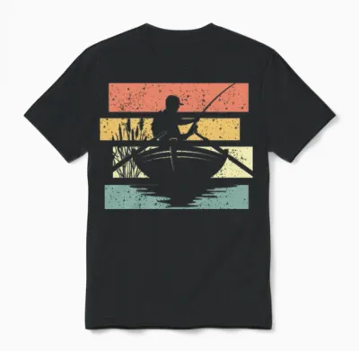 Fishing Retro Unisex T-Shirt - Black