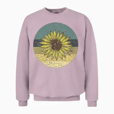 Retro Sunflower Unisex Sweatshirt - Light Pink