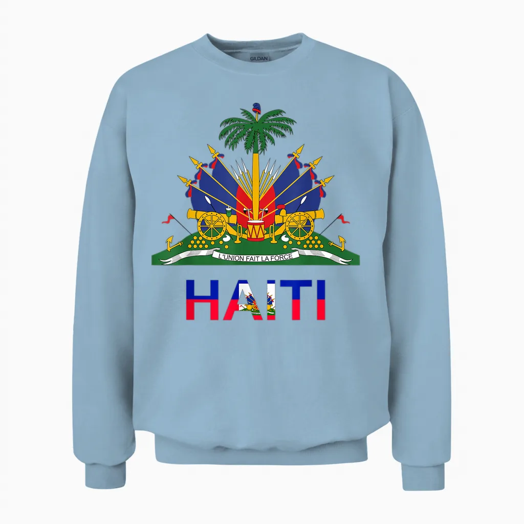 Flag Haiti Day Pride Tradition Born Haitian Creole 2024 T-Shirt, Black, S Unisex Sweatshirt in Light Blue