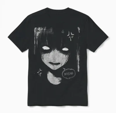 Japon Streetwear Cyberpunk Y2k Techwear Rétro Manga Anime Unisex T-Shirt - Black
