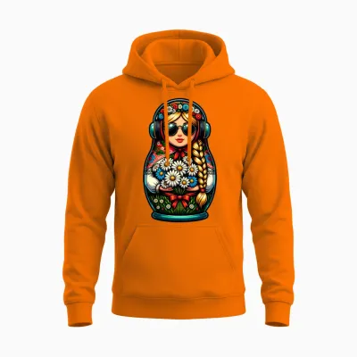 Russian Matryoshka Music Russia Russian Matryoshka Unisex Hoodie - Safety Orange