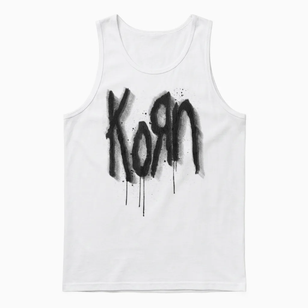 Korn Logo Spray Paint Unisex Tank Top in White