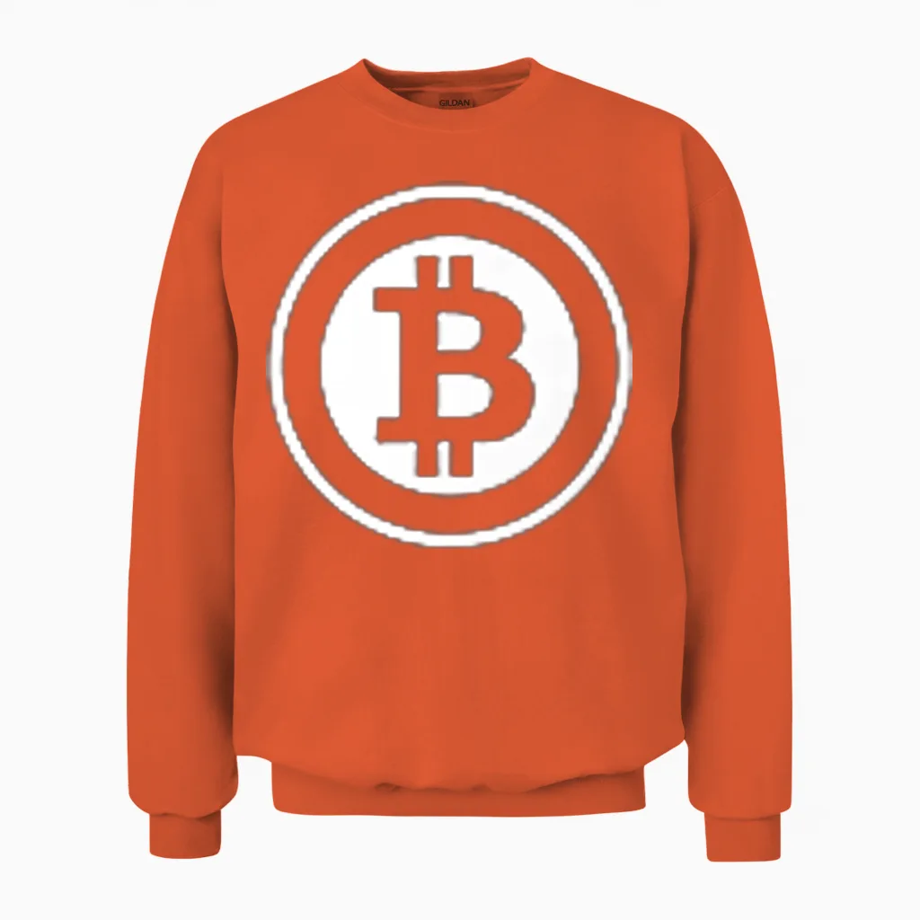 Bitcoin Michael Saylor T-Shirt, Black Unisex Sweatshirt in Orange