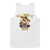 Skeleton Taco Lover Unisex Tank Top - White – 1