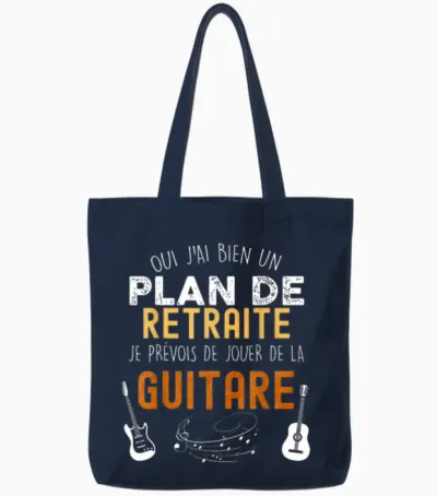 Plan De Retraite Guitare Humour Musique Pot Départ Collègue Tote Bags - Navy