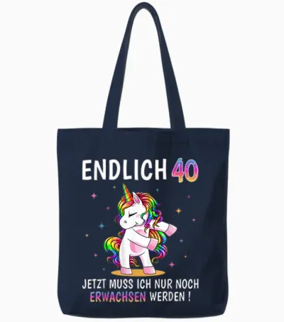 40 Geburtstag Frau Frauen Party Outfit Lustiges Einhorn Tote Bags - Navy