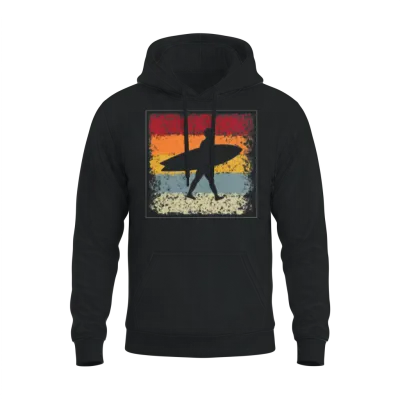 Surfer Retro Unisex Hoodie - Black