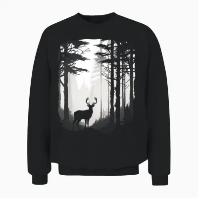 Deer Forest Wildlife Unisex Sweatshirt - Black