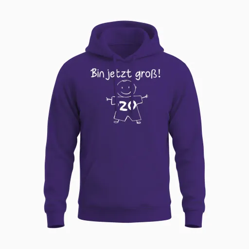Funny Humour Bin Jetzt Big 20 Years Birthday T-Shirt, Black Unisex Hoodie - Purple