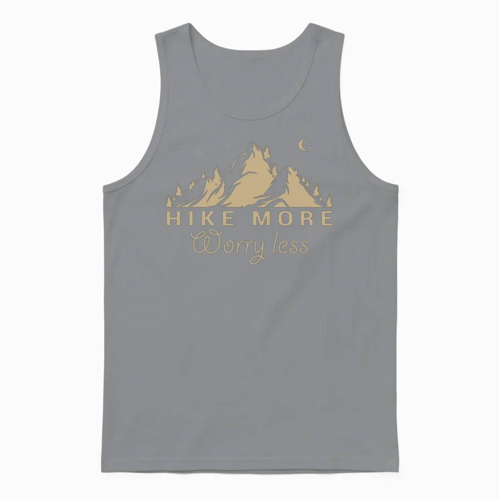 Hike More Worry Less Hiking & Outdoors Unisex Tank Top in Sport Grey