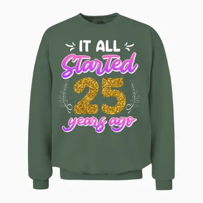 Married 25 Years 25th Wedding Anniversary Unisex Sweatshirt - Military Green