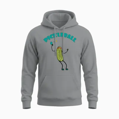 Funny Pickle Playing Pickleball Unisex Hoodie - Sport Grey