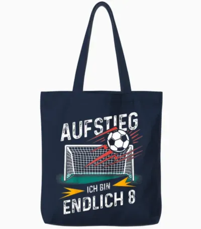 Kinder 8. Geburtstag Junge Fußball 8 Jahre Spruch Tote Bags - Navy