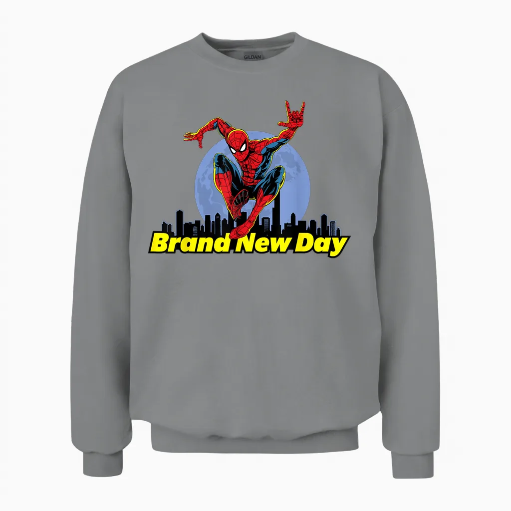 Marvel Studios Spider-Man: Brand New Day Moon & City Skyline Unisex Sweatshirt in Sport Grey