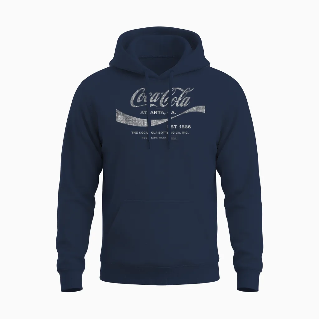 Coca-Cola T-Shirt Schwarz Unisex Klein Klassisch Kurzarm Sommer Unisex Hoodie in Navy