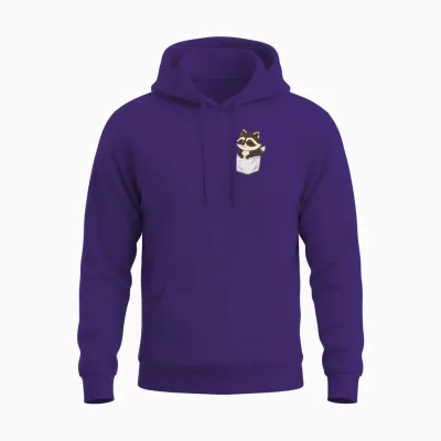 Cute Raccoon in Pocket T-Shirt – Kawaii Pocket Rac Unisex Hoodie - Purple