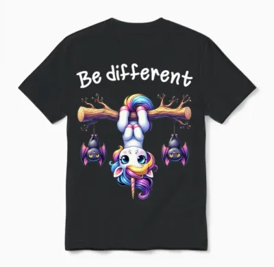 Lustiges Be Different Einhorn Für Männer Frauen Kinder Langarmshirt Unisex T-Shirt - Black