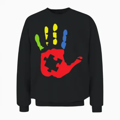 Puzzle Hand Cool Color Unisex Sweatshirt - Black