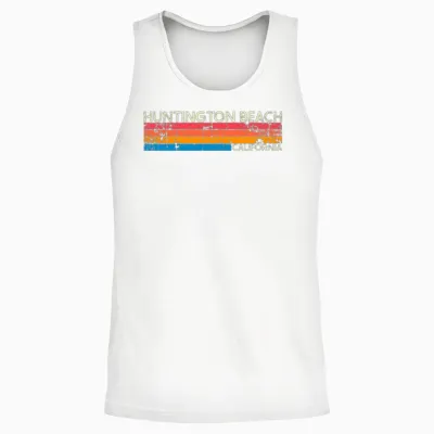 Vintage Retro Huntington Beach Unisex Tank Top - White