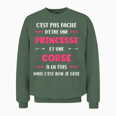 Origin Super Corsica Funny Girl Princess Corsica T-Shirt, Black, Female X-Small Unisex Sweatshirt - Military Green