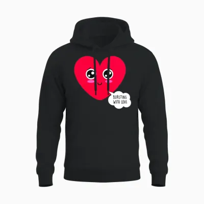 Love Burst Funny Valentines Day Unisex Hoodie - Black