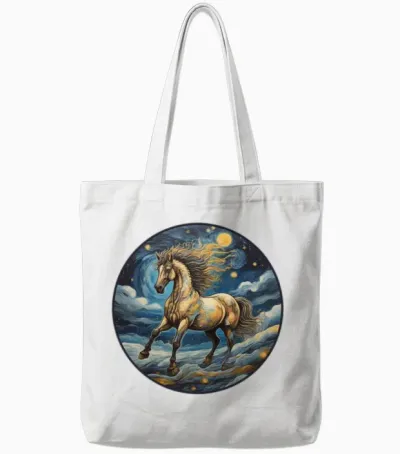 Running Horse Tote Bags - White
