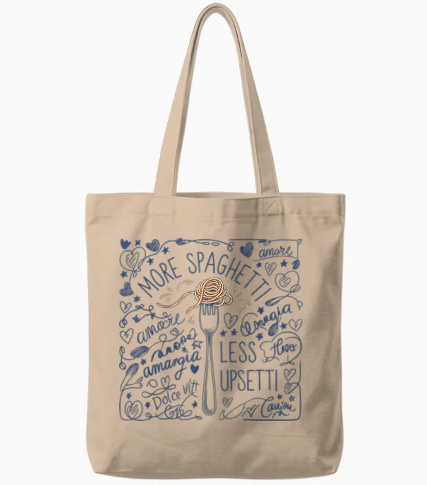 Italien Tshirt Italienische Flagge Italia Italy Spaghetti Tote Bags in Natural