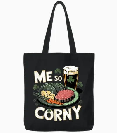 Me So Corny Beer Corned Beef and Cabbage St Patrick's Day Tote Bags - Black