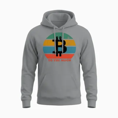 Btc Bitcoin Retro to the Moon Unisex Hoodie - Sport Grey