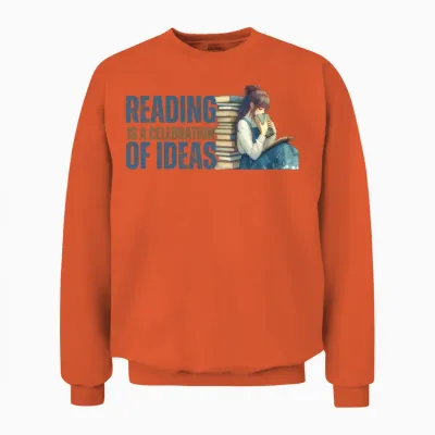 Immerse in Literary Bliss: a Book Lover’s Journey Unisex Sweatshirt - Orange