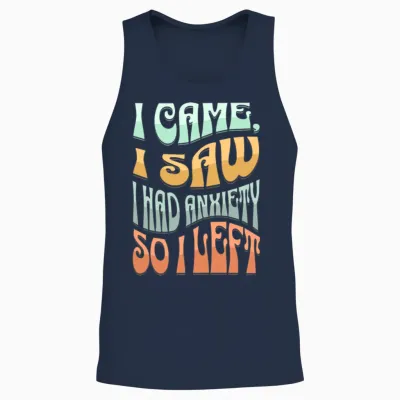 Funny Anxiety Unisex Tank Top - Navy