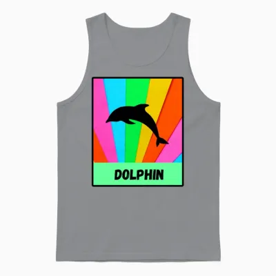 Dolphin Rainbow Retro Classic Unisex Tank Top - Sport Grey