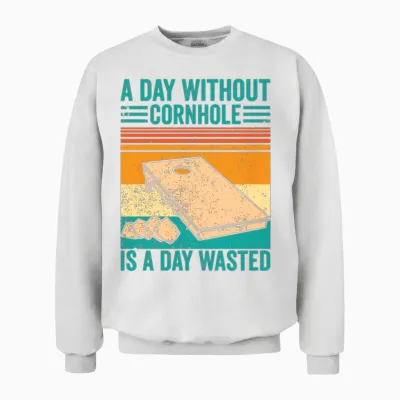 Funny Cornhole Retro Unisex Sweatshirt - White