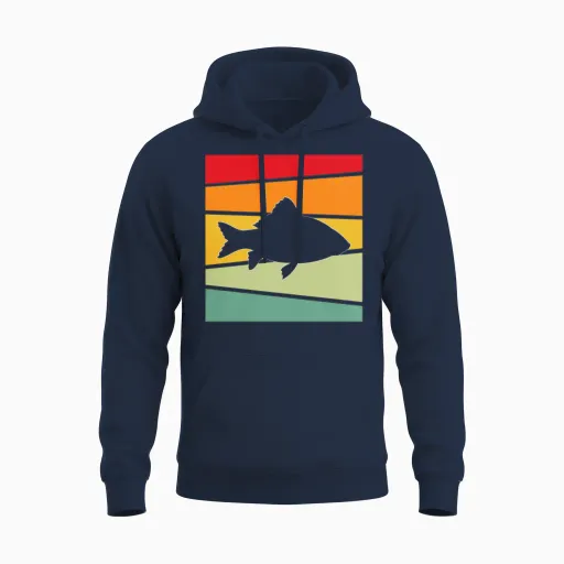 Fish Retro Unisex Hoodie - Navy