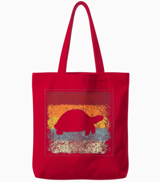 Turtle Retro Reptiles & Exotics Tote Bags in Red