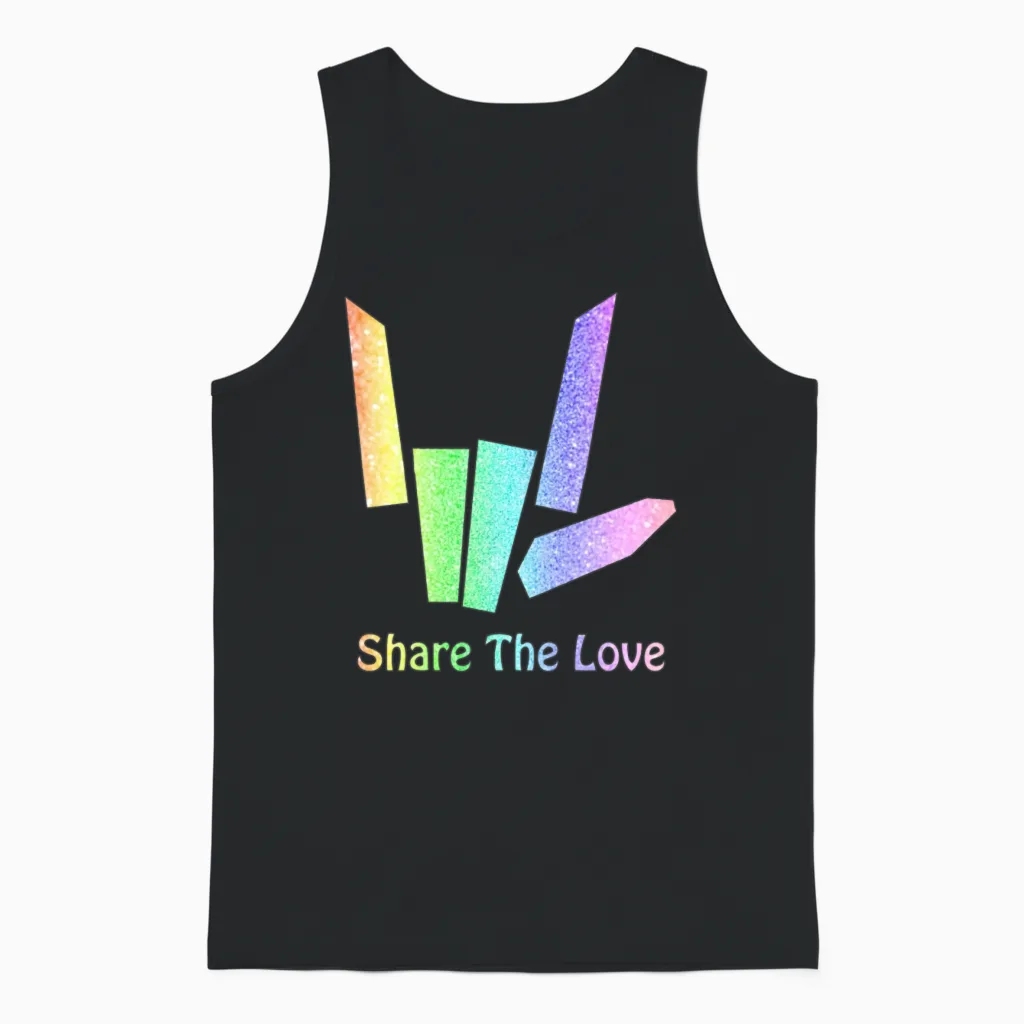 Rainbow Share the Love - Pride Unisex Tank Top in Black