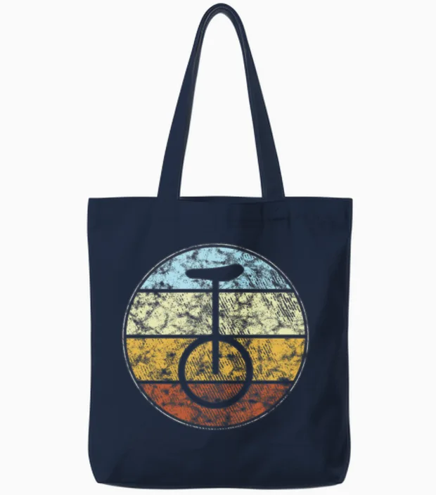 Unicycle Retro Tote Bags in Navy